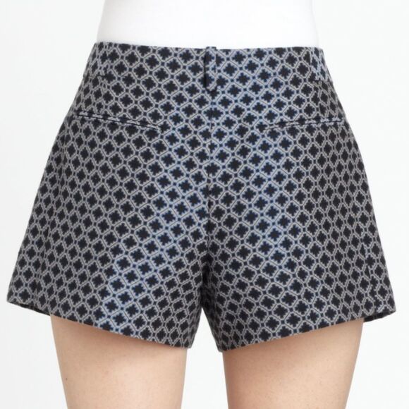 Theory Womens Clah Portola Blue Silver Shorts Geometric Size 12 - Picture 2 of 8
